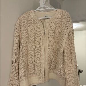 RW&CO. Beige Floral Lace Cardigan